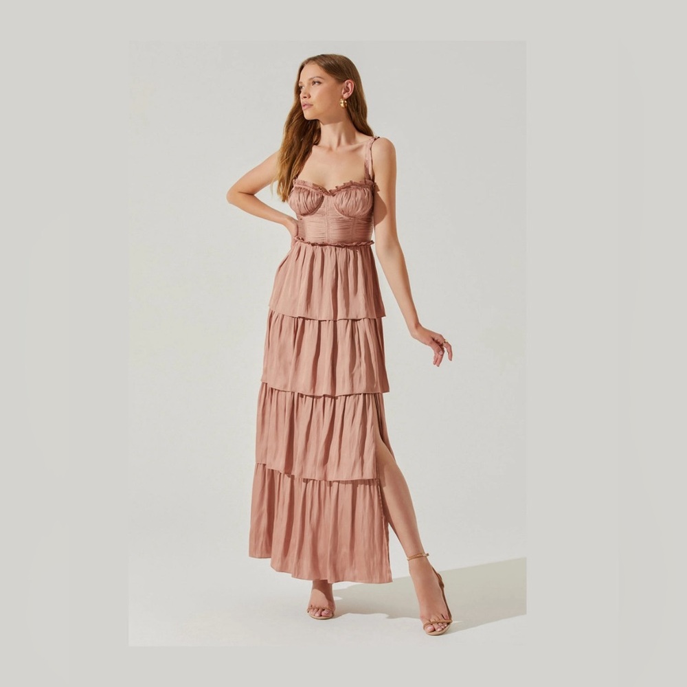 Astr the Label Tiered Ruffled Maxi Dress in Mauve